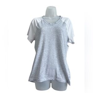 Ladies The North Face Flash Dry Lightweight Top Gray and White Size Large